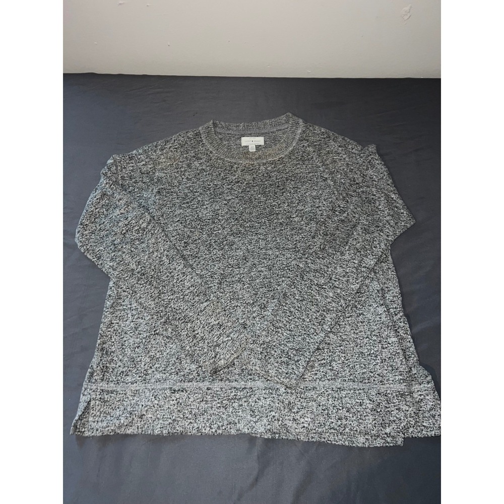 Lucky‎ Brand Womens Gray White Marled Knit Crew Neck Pullover Sweater Size M